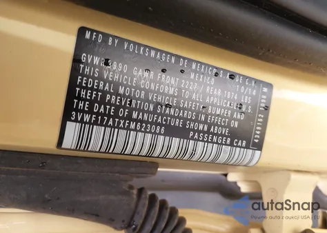 2015 Volkswagen Beetle 1.8T Fleet Edition z USA, uszkodzony, nr VIN 3VWF17ATXFM623086